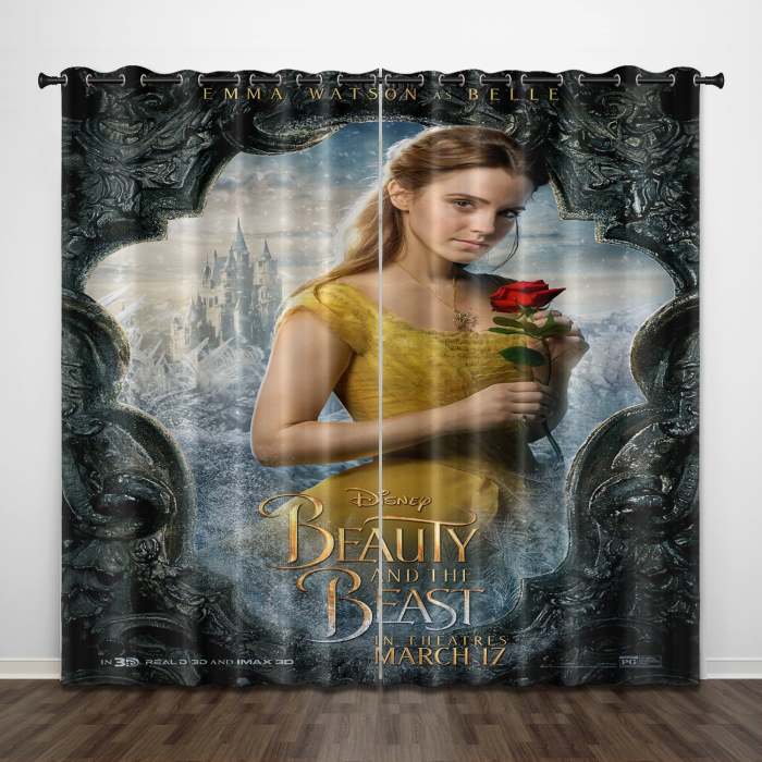 Beauty And The Beast Curtains Pattern Blackout Window Drapes