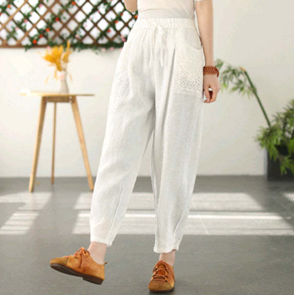 Women'S Spring Solid Color Linen Pants