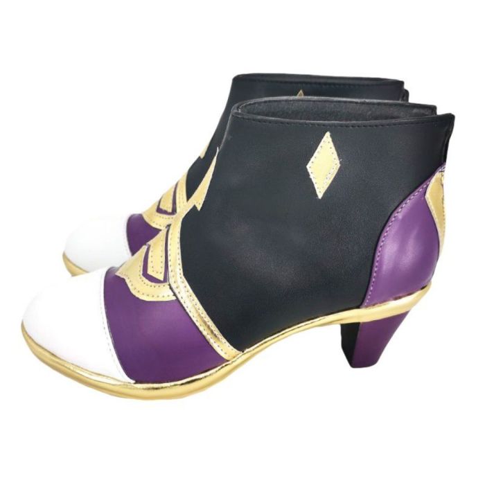 Genshin Impact Yelan Black Purple Cosplay Shoes