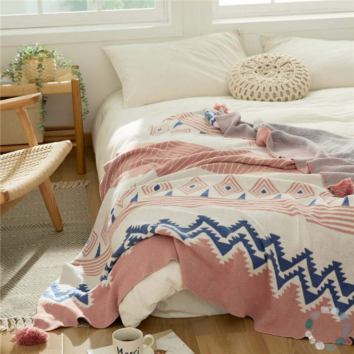 Nordic Simple Tassel Knitted Blanket