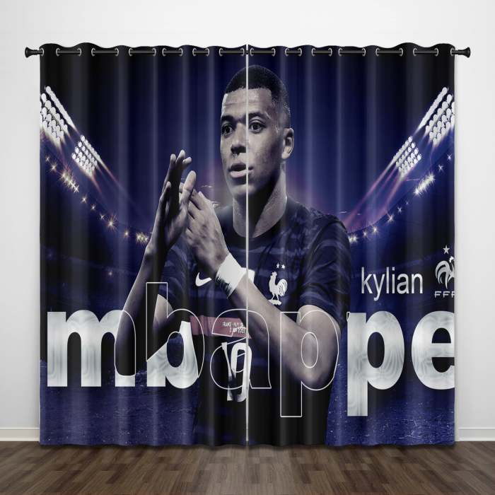 Kylian Mbappé Curtains Pattern Blackout Window Drapes