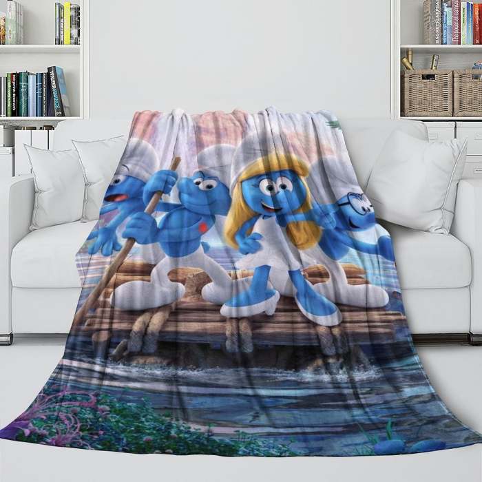 The Smurfs Blanket Flannel Throw Room Decoration