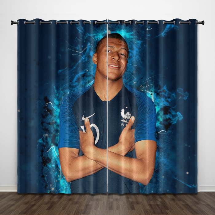 Kylian Mbappé Curtains Pattern Blackout Window Drapes