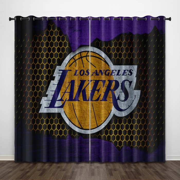 Los Angeles Lakers Curtains Pattern Blackout Window Drapes