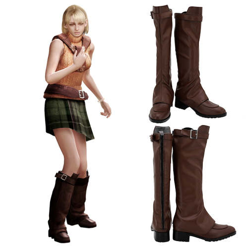 Resident Evil 4 Ashley Graham Brown Shoes Cosplay Boots