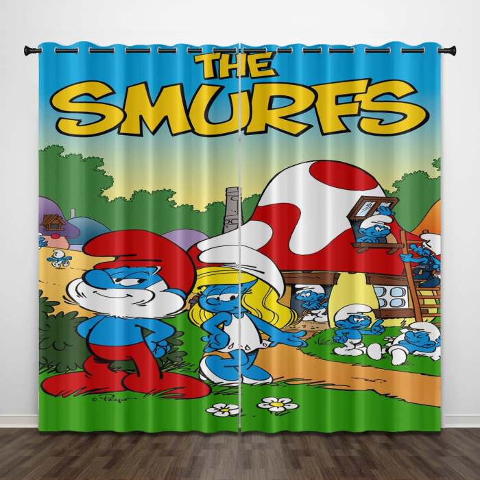 The Smurfs Curtains Pattern Blackout Window Drapes