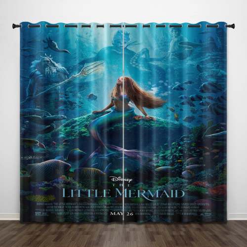 The Little Mermaid Curtains Pattern Blackout Window Drapes