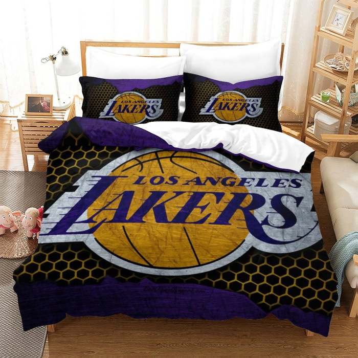 Los Angeles Lakers Bedding Set Pattern Quilt Duvet Cover