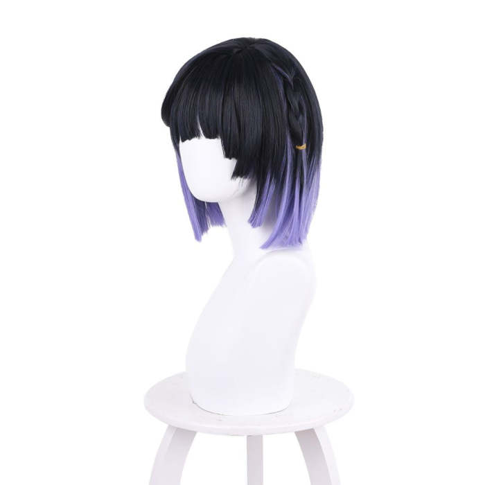 Genshin Impact Yelan Black Purple Cosplay Wig