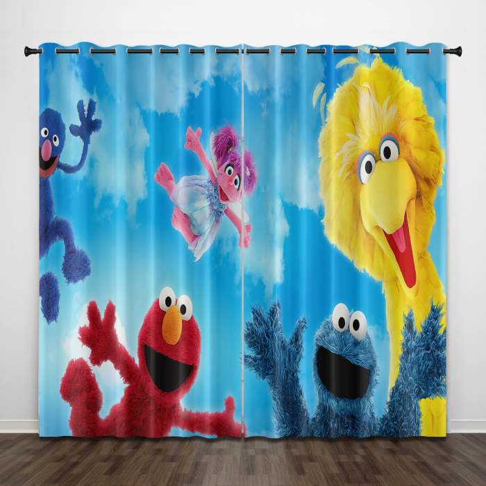 Sesame Street Curtains Pattern Blackout Window Drapes