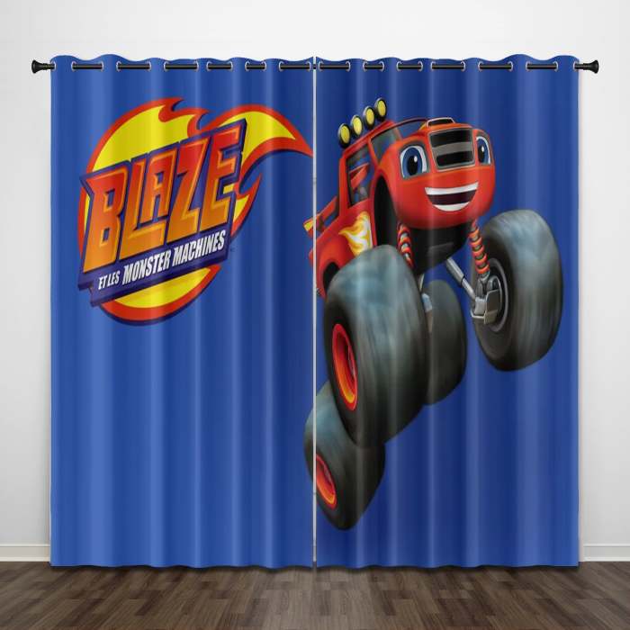 Cartoon Blaze And The Monster Machines Curtains Pattern Blackout Window Drapes