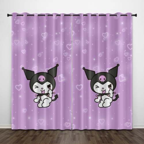 My Melody Kuromi Curtains Pattern Blackout Window Drapes