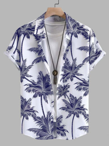 Tropical Print Short Shirt And Shorts Set