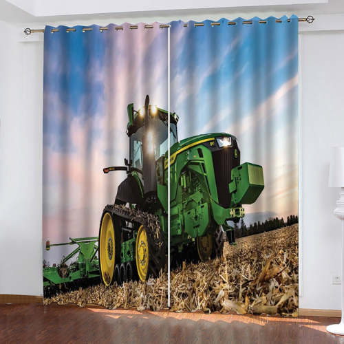 Agriculture Tractor Curtains Pattern Blackout Window Drapes