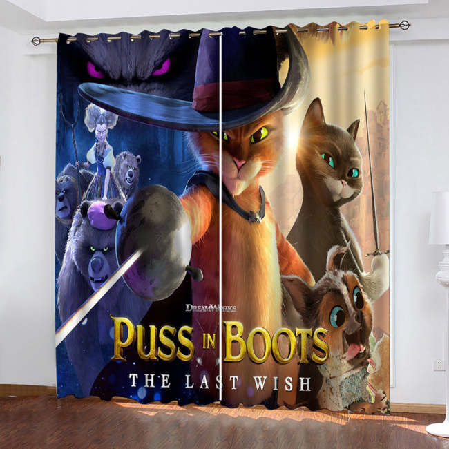 Puss In Boots The Last Wish Curtains Pattern Blackout Window Drapes
