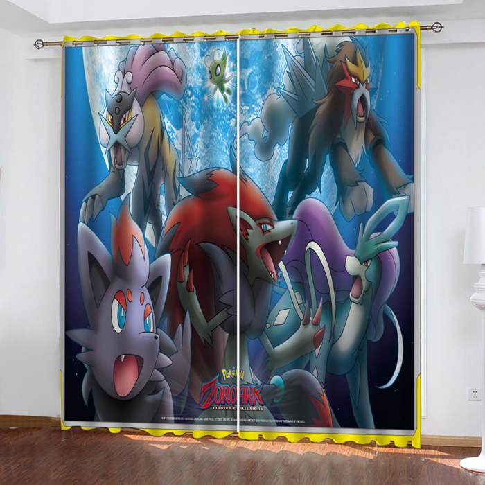 Game Pokémon Curtains Pikachu Pattern Blackout Window Drapes