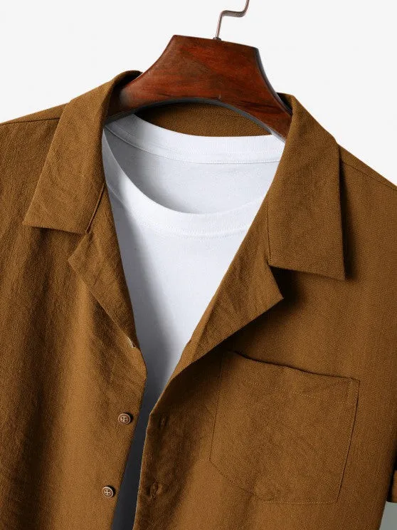 Lapel Collar Short Sleeve Shirt And Casual Pant