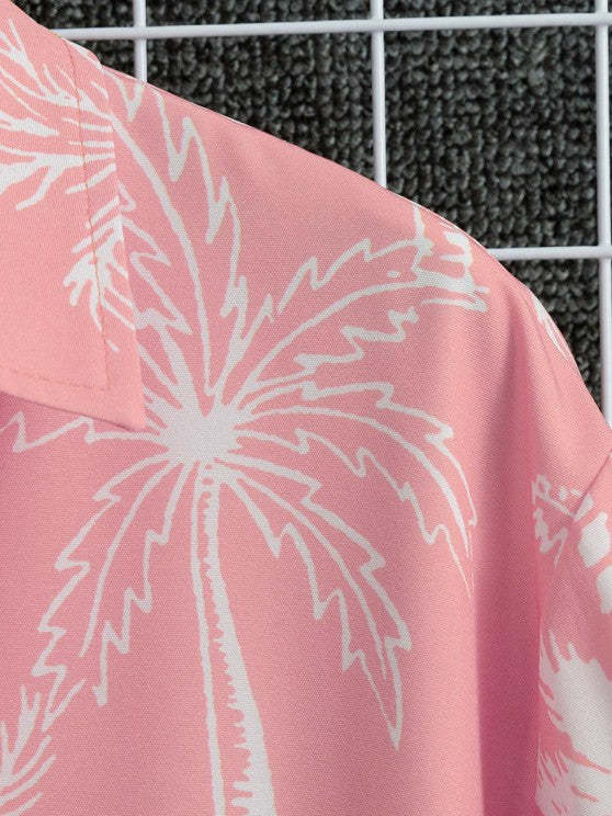 Palm Tropical Print Shirt And Shorts