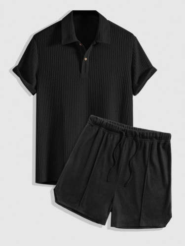 Polo T Shirt And Drawstring Shorts Set