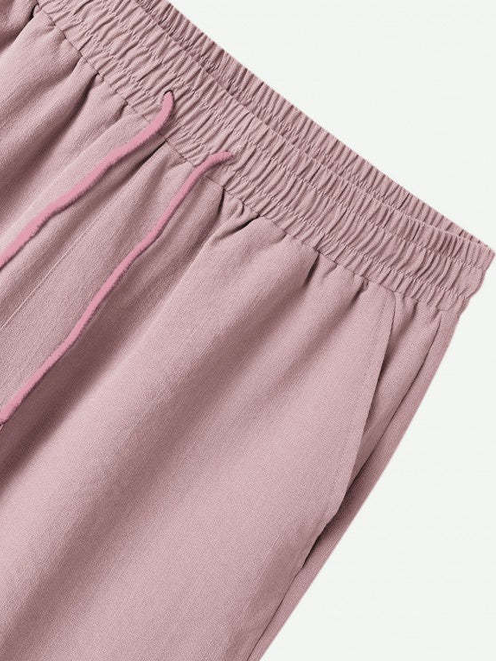 Lapel Collar Short Sleeve Shirt And Casual Pant