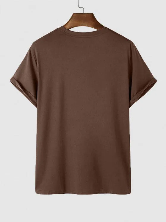 Text Print Casual T Shirt And Contrast Shorts