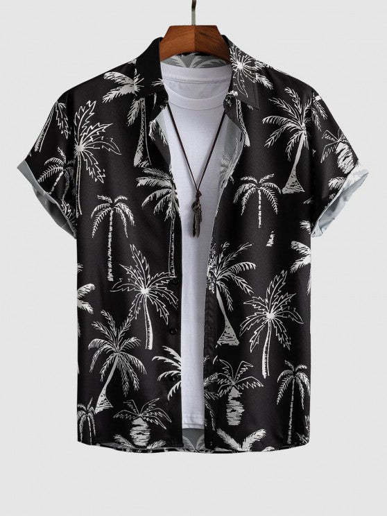 Palm Tropical Print Shirt And Shorts