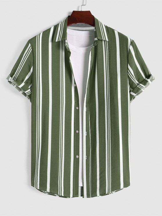 Striped Vacation Shirt And Cargo Shorts Set