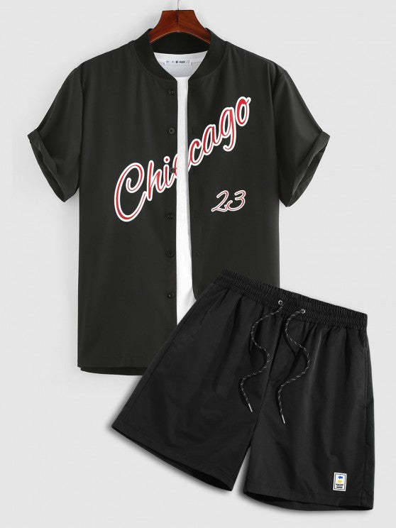 Baseball Short Sleeve Shirt And Shorts Set