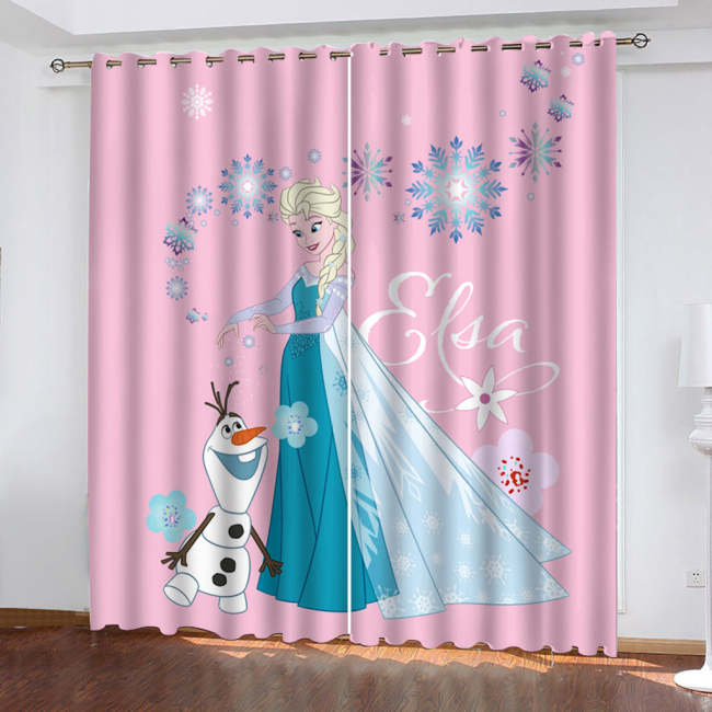 Frozen Elsa Curtains Pattern Blackout Window Drapes