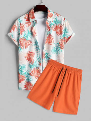 Hawaiian Shirt And Solid Colored Shorts Set