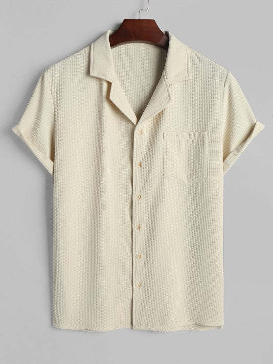 Textured Pocket Shirt And Bermuda Shorts Set