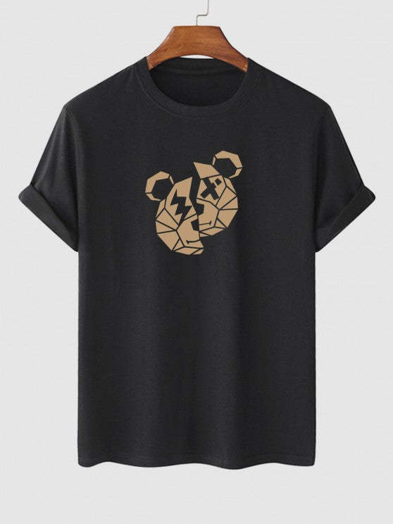 Bear Print T Shirt And Casual Shorts Set