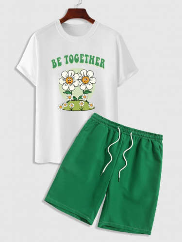 Graphic Printed T Shirt And Shorts Set