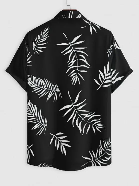 Tropical Leaves Shirt And Casual Shorts Set