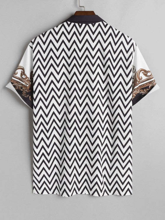 Zigzag Printed Shirt And Shorts Set