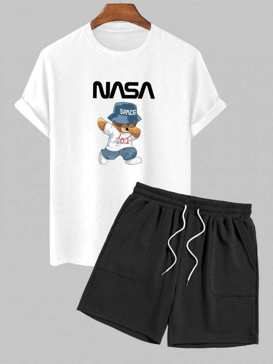 Playful Bear Graphic Tee And Shorts