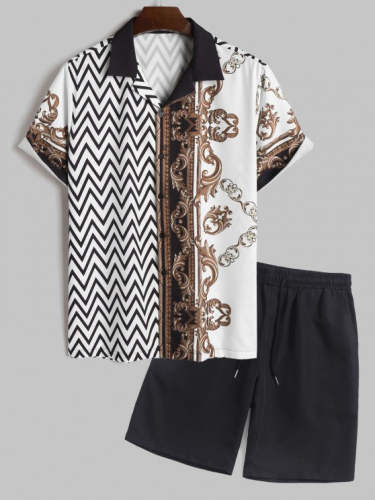 Zigzag Printed Shirt And Shorts Set