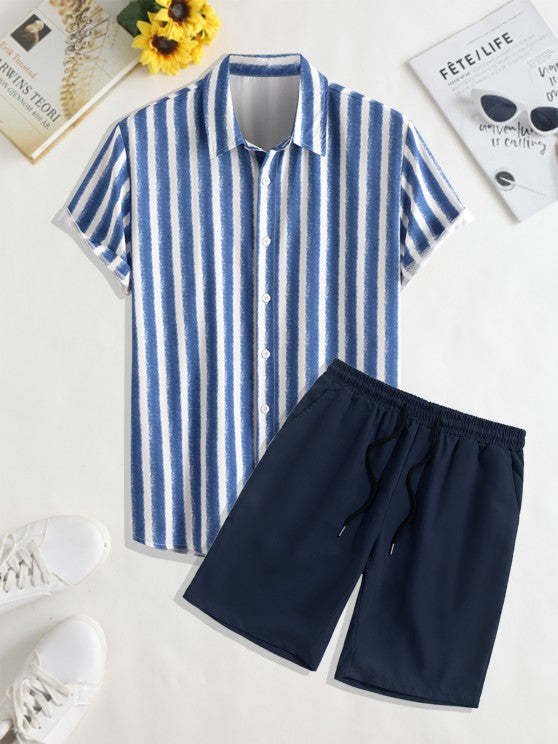 Striped Pattern Shirt With Casual Shorts
