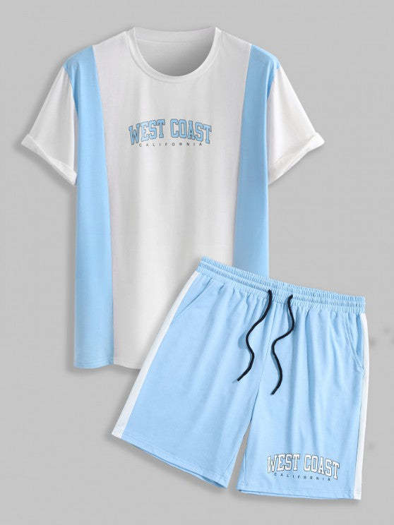 Letter Printed T Shirt And Shorts Set