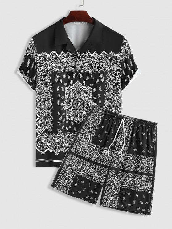 Ethnic Style Paisley Printed Shirt With Shorts Set