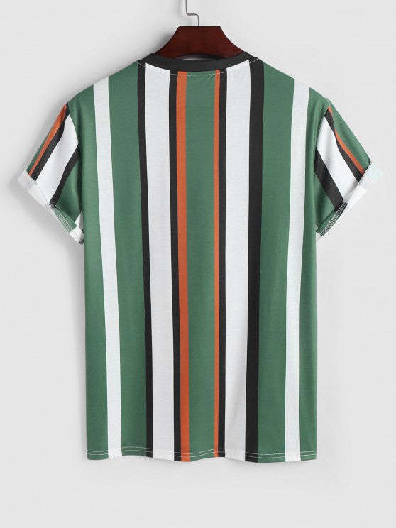 Striped Pattern T Shirt With Shorts