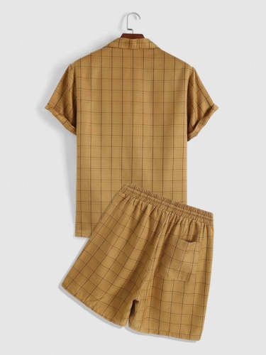 Check Pattern Shirt And Shorts Set
