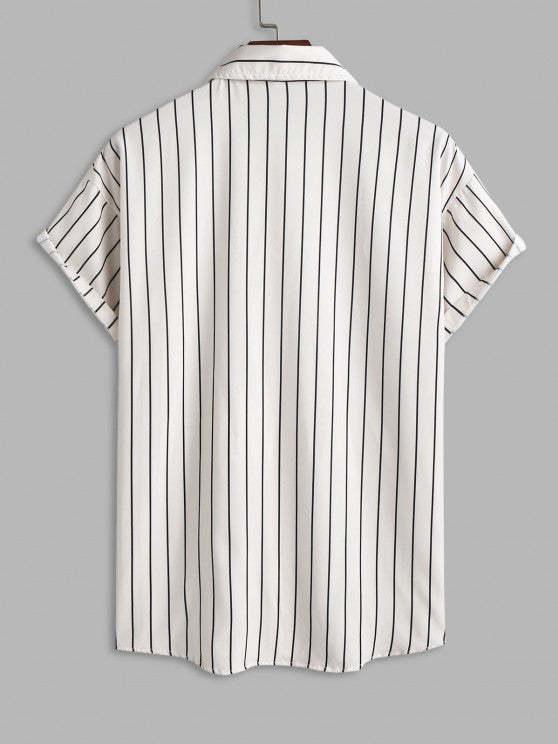 Casual Vertical Stripes Printed Shirt And Shorts