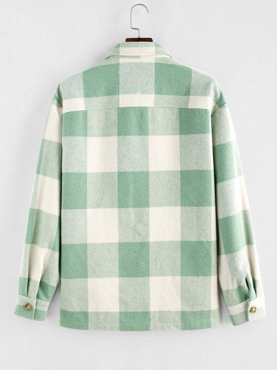 Plaid Shacket And Pants Set