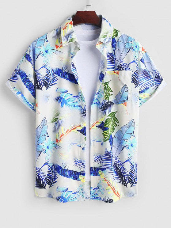 Tropical Palm Leaves Plant Printed Shirt And Shorts