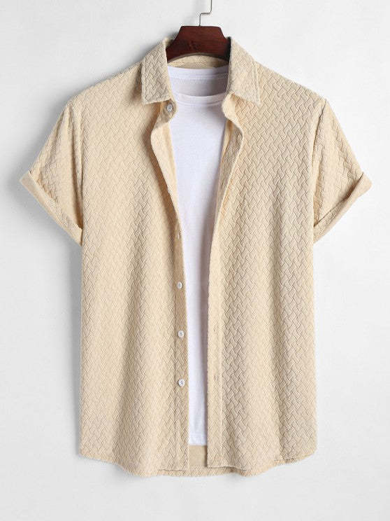 Casual Summer Shirt And Textured Shorts Set