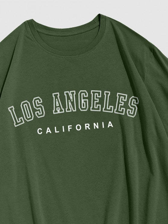 Los Angeles Letter Tee And Drawstring Shorts