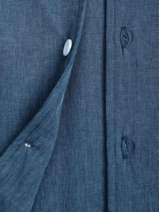 Lapel Collar Button Up Shirt And Shorts Set