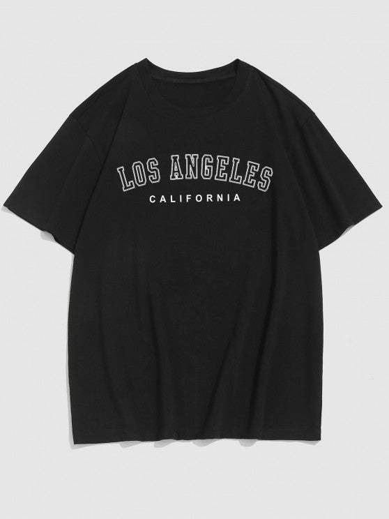 Los Angeles Letter Tee And Drawstring Shorts