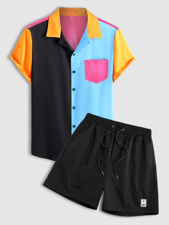 Casual Colorful Shirt And Shorts Set